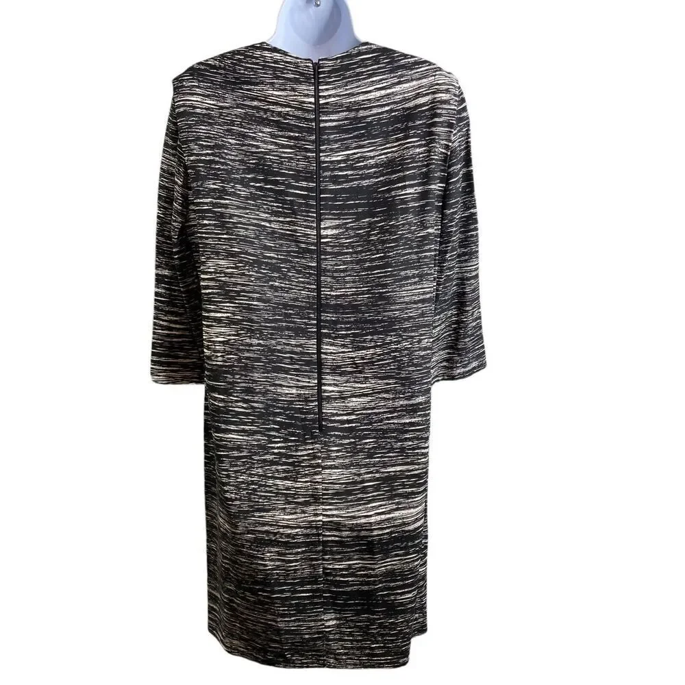 Calvin Klein Womens Black Made In Italy Chic Zig Zag Pattern Sheath Dress Size 8